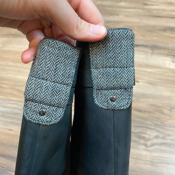 Eddie Bauer Tall Riding Boots Herringbone Accent Women's 9 Color Black/Gray - Picture 4 of 11